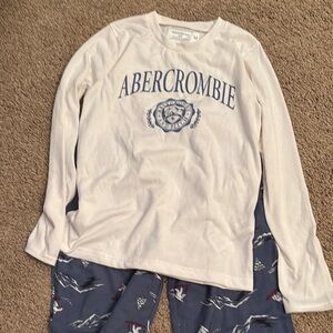 Abercrombie & Fitch Pajama Set White and Blue